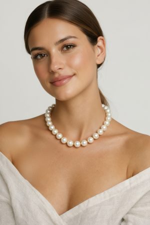 COLAR DE PÉROLAS CLASSICO COM DETALHES DOURADO